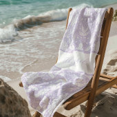 ラベンダーフローラパーソナライズされたウィリアムモリススタイル ビーチタオル