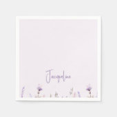 ラベンダーフローラパーソナライズされたシャワー スタンダードカクテルナプキン (正面)