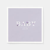 ラベンダーフローラパーソナライズされたベビーシャワーカクテル スタンダードカクテルナプキン (正面)