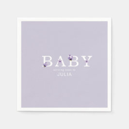 ラベンダーフローラパーソナライズされたベビーシャワーカクテル スタンダードカクテルナプキン