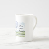 ラベンダーフローラパープルホワイトホットエアバルーン ボーンチャイナマグカップ (正面右)