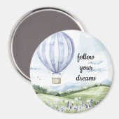 ラベンダーフローラパープルホワイトホットエアバルーン マグネット (正面/裏面)