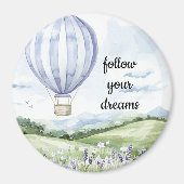 ラベンダーフローラパープルホワイトホットエアバルーン マグネット (正面)