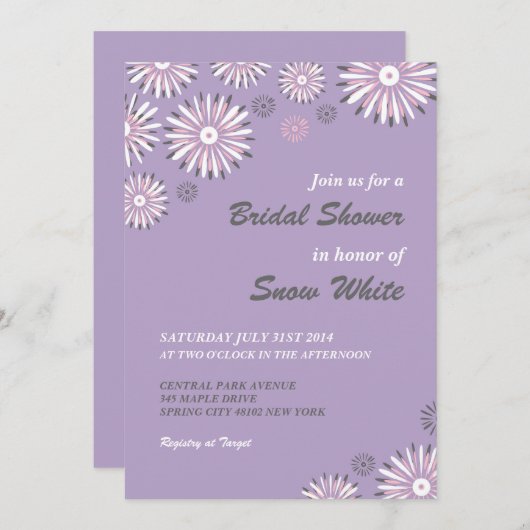 ラベンダーフローラブライダルシャワー結婚式招待状 招待状 (正面/裏面)