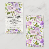 ラベンダーフローラベビーシャワーおむつラッフルチケット エンクロージャーカード (正面/裏面)