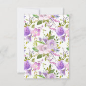 ラベンダーフローラベビーシャワーおむつラッフルチケット 招待状 (裏面)