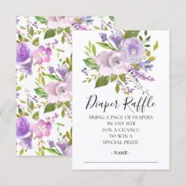 ラベンダーフローラベビーシャワーおむつラッフルチケット 招待状
