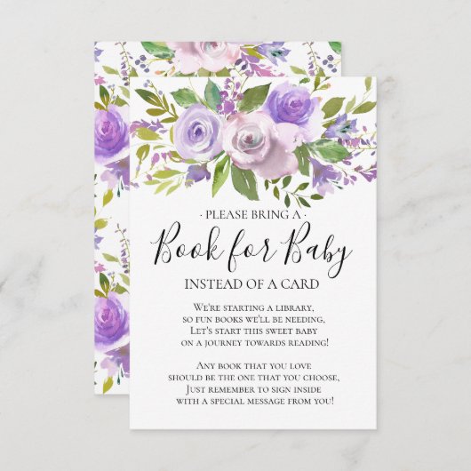 ラベンダーフローラベビーシャワーベビー本 招待状 (正面/裏面)