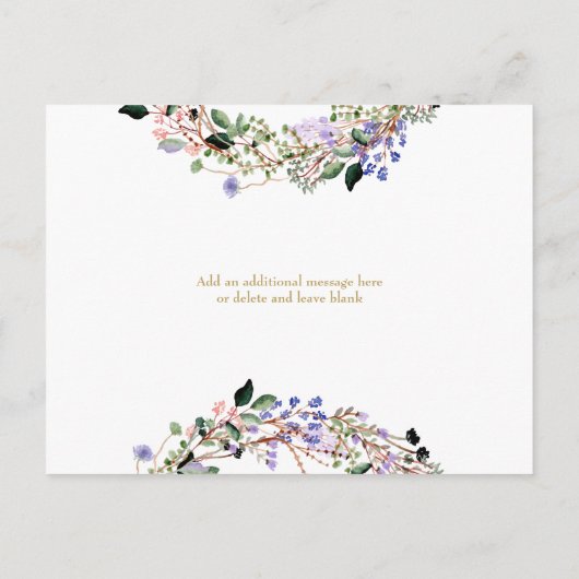 ラベンダーフローラベビー写真金ゴールドサンキュー誕生 案内ポストカード (裏面)