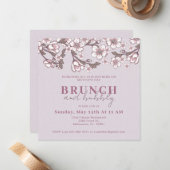 ラベンダーフローラマザーズデイブランチ招待状 ノートカード (正面/裏面インサイチュ)