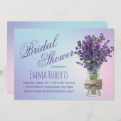 ラベンダーフローラメイスンジャパステルブライダルシャワー 招待状 (正面/裏面)