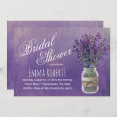 ラベンダーフローラメイスンジャール水彩ブライダルシャワー 招待状 (正面/裏面)