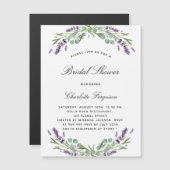 ラベンダーフローラユーカリ高級ブライダルシャワー マグネット招待状 (正面/裏面)