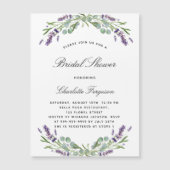 ラベンダーフローラユーカリ高級ブライダルシャワー マグネット招待状 (正面)