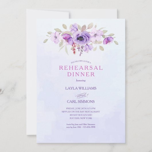 ラベンダーフローラル 招待状 (正面)