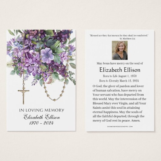 ラベンダーフローラロザリー葬儀記念祈りの言葉 (正面&裏面)