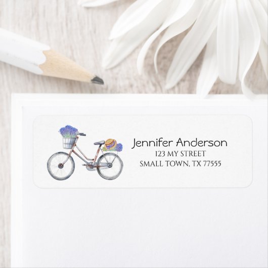 ラベンダーフローラヴィンテージ自転車ファームハウスアドレス ラベル (インサイチュ)