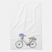 ラベンダーフローラヴィンテージ自転車ファームハウス キッチンタオル (縦)