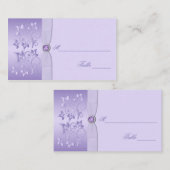 ラベンダーフローラ宝石飾りプレイスカード プレイスカード (正面/裏面)