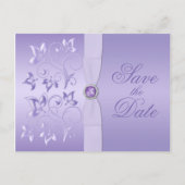 ラベンダーフローラ宝石飾り日付はがきを保存 案内ポストカード (正面)