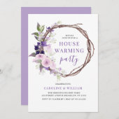 ラベンダーフローラ引っ越し祝いパーティー招待 招待状 (正面/裏面)