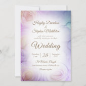 ラベンダーフローラ抽象芸術結婚式招待状 招待状 (正面)