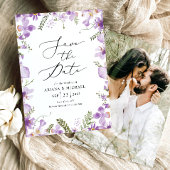 ラベンダーフローラ日付のフォトカードを保存 招待状