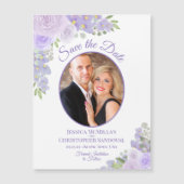 ラベンダーフローラ日付の保存オーバルフォトマグネット (正面)