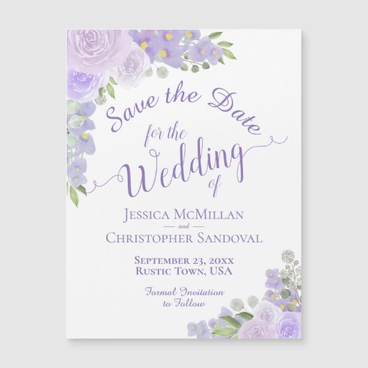 ラベンダーフローラ日付を保存する書道磁石 (正面)