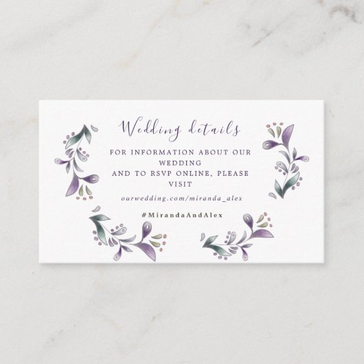 ラベンダーフローラ春リース結婚のウェブサイト エンクロージャーカード (正面)