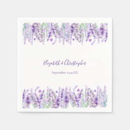 ラベンダーフローラ植物緑結婚園 スタンダードカクテルナプキン