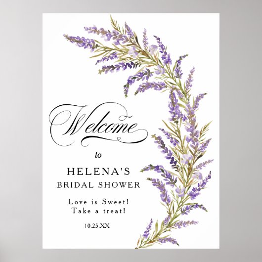 ラベンダーフローラ水カラーブライダルシャワーへようこそ ポスター (正面)