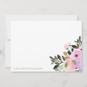 ラベンダーフローラ水彩ブライダルシャワーカスタム サンキューカード (正面)