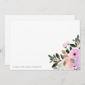 ラベンダーフローラ水彩ブライダルシャワーカスタム サンキューカード (正面/裏面)