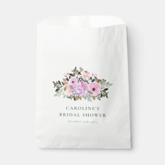 ラベンダーフローラ水彩ブライダルシャワーカスタム フェイバーバッグ (正面)