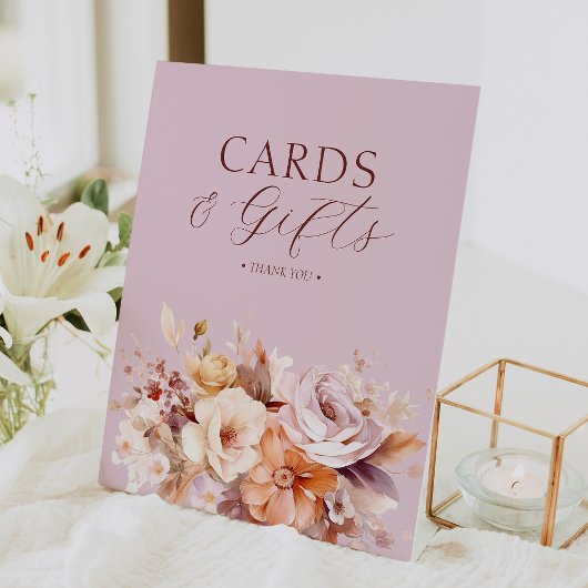 ラベンダーフローラ秋ベビーシャワーカード&ギフト 台座サイン