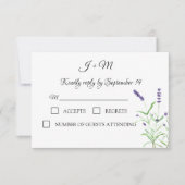 ラベンダーフローラ素朴花モダンRSVP 出欠カード (正面)