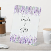 ラベンダーフローラ紫グリーンカードギフト結婚ズ 台座サイン (インサイチュ)