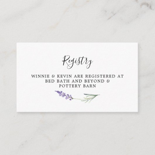 ラベンダーフローラ結婚のレジストリカード エンクロージャーカード (正面)