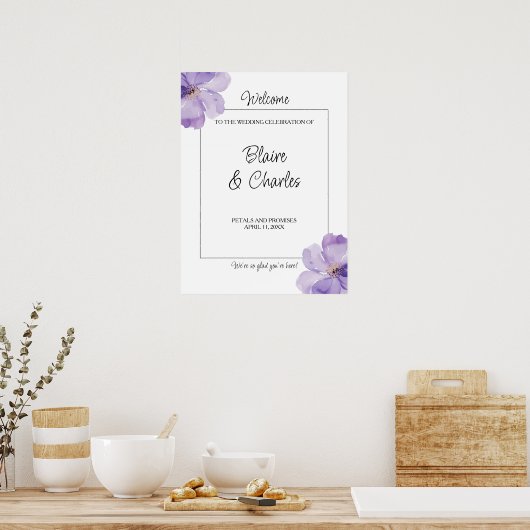 ラベンダーフローラ結婚の歓迎ポスターのサイン ポスター (キッチン)