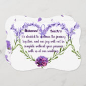 ラベンダーフローラ結婚式招待状-エレガントハート 招待状 (正面/裏面)