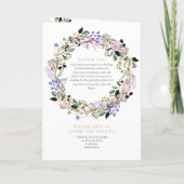 ラベンダーフローラ葬儀折り畳まれたサービスの順序 プログラム (裏面)