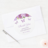 ラベンダーフローラ蝶バースデーパーティーの好意 ラウンドシール (封筒)