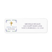 ラベンダーフローラ金ゴールドクロスベビーバプティスアドレス ラベル (正面)