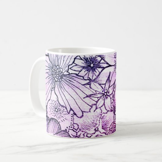 ラベンダーフローラ開花マグ コーヒーマグカップ (正面左)