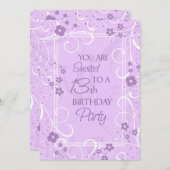 ラベンダーフローラ13バースデーパーティ招待状 招待状 (正面/裏面)