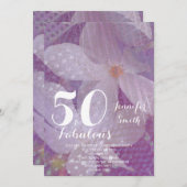 ラベンダーフローラ50 &素晴らしい誕生日招待状 招待状 (正面/裏面)
