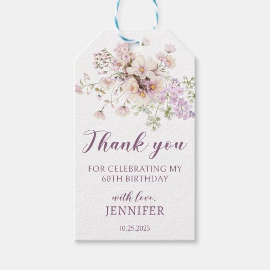 ラベンダーフローラ60歳感謝していの誕生日 ギフトタグ (正面)