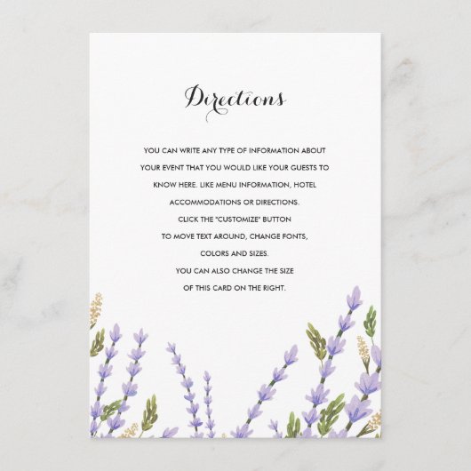 ラベンダーフ結婚ィールドの挿入 エンクロージャーカード (正面)