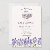 ラベンダーブック新しいチャプターが赤ちゃんシャワーを開始 招待状 (正面)